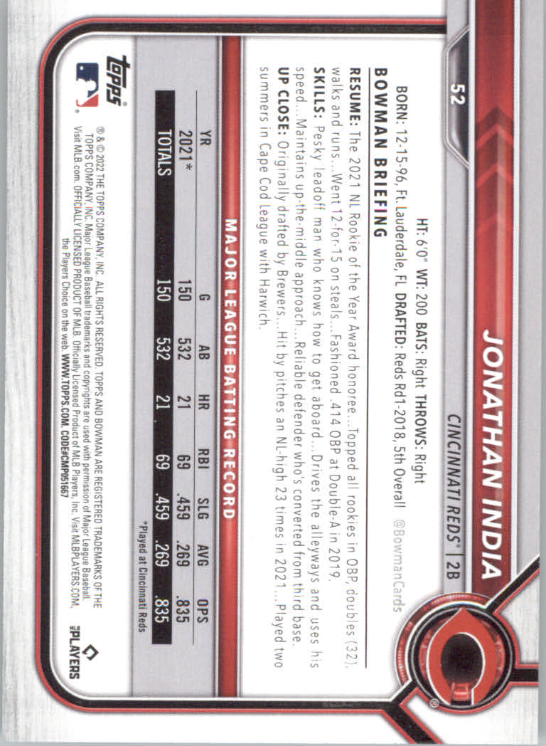 2022 Bowman Baseball "Main Set" Cards #1 to #100 Rookies and Veterans - Picture 103 of 199