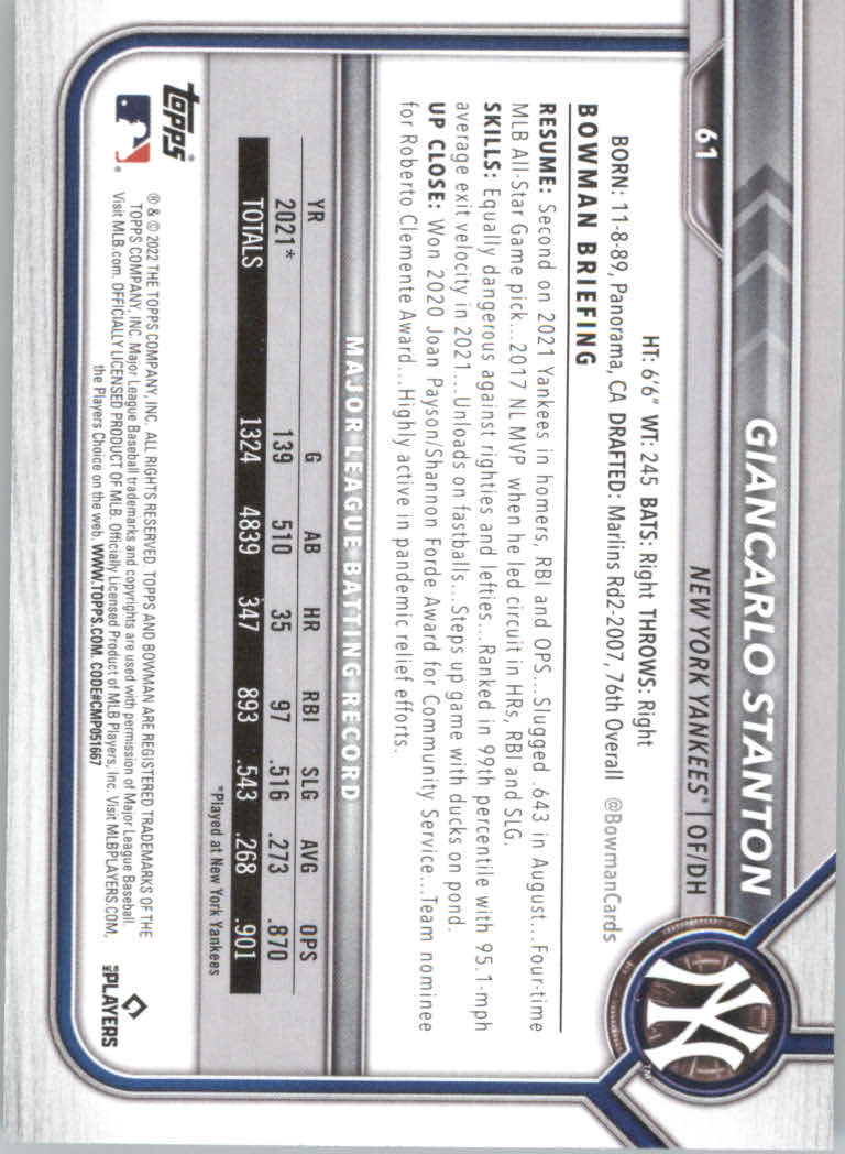 2022 Bowman Baseball "Main Set" Cards #1 to #100 Rookies and Veterans - Picture 121 of 199