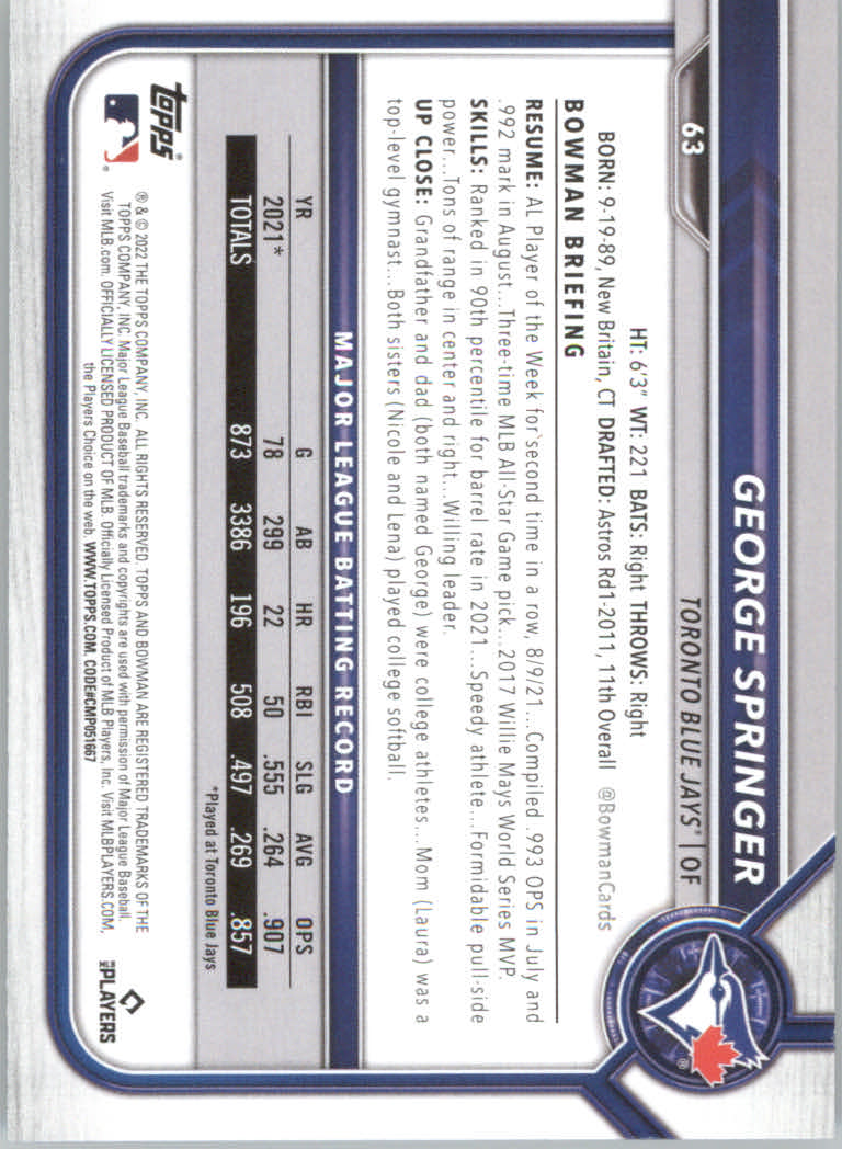 2022 Bowman Baseball "Main Set" Cards #1 to #100 Rookies and Veterans - Picture 125 of 199