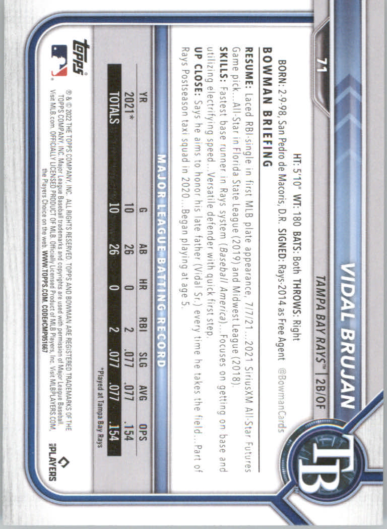 2022 Bowman Baseball "Main Set" Cards #1 to #100 Rookies and Veterans - Picture 141 of 199