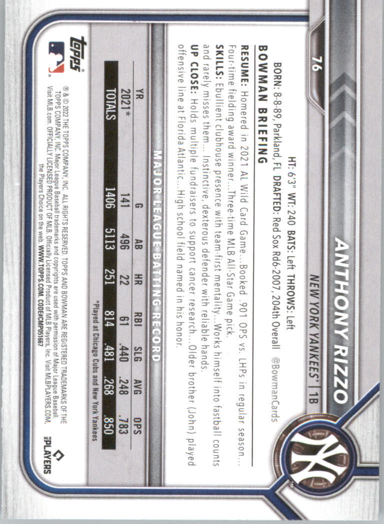 2022 Bowman Baseball "Main Set" Cards #1 to #100 Rookies and Veterans - Picture 151 of 199