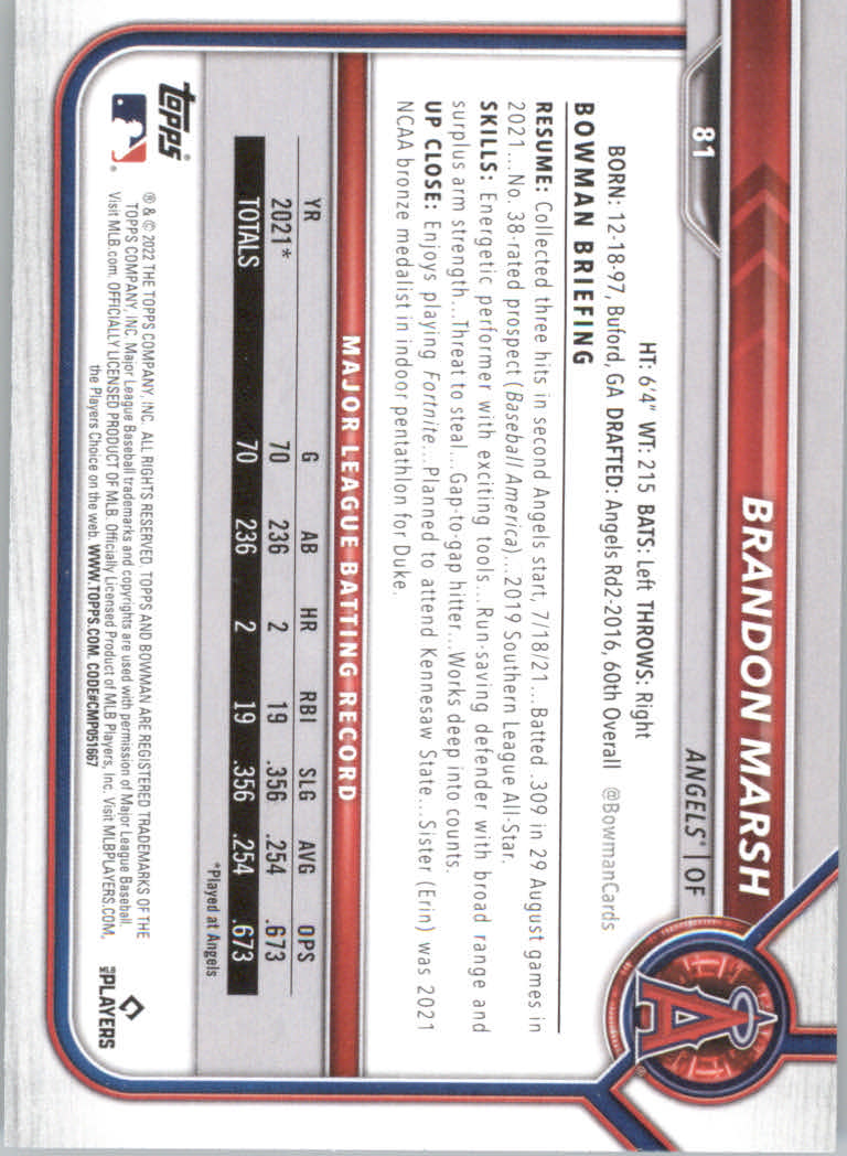 2022 Bowman Baseball "Main Set" Cards #1 to #100 Rookies and Veterans - Picture 161 of 199