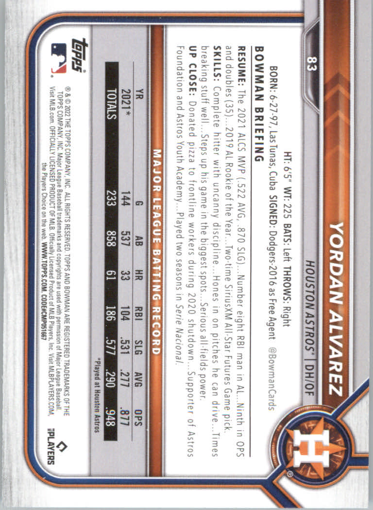 2022 Bowman Baseball "Main Set" Cards #1 to #100 Rookies and Veterans - Picture 165 of 199
