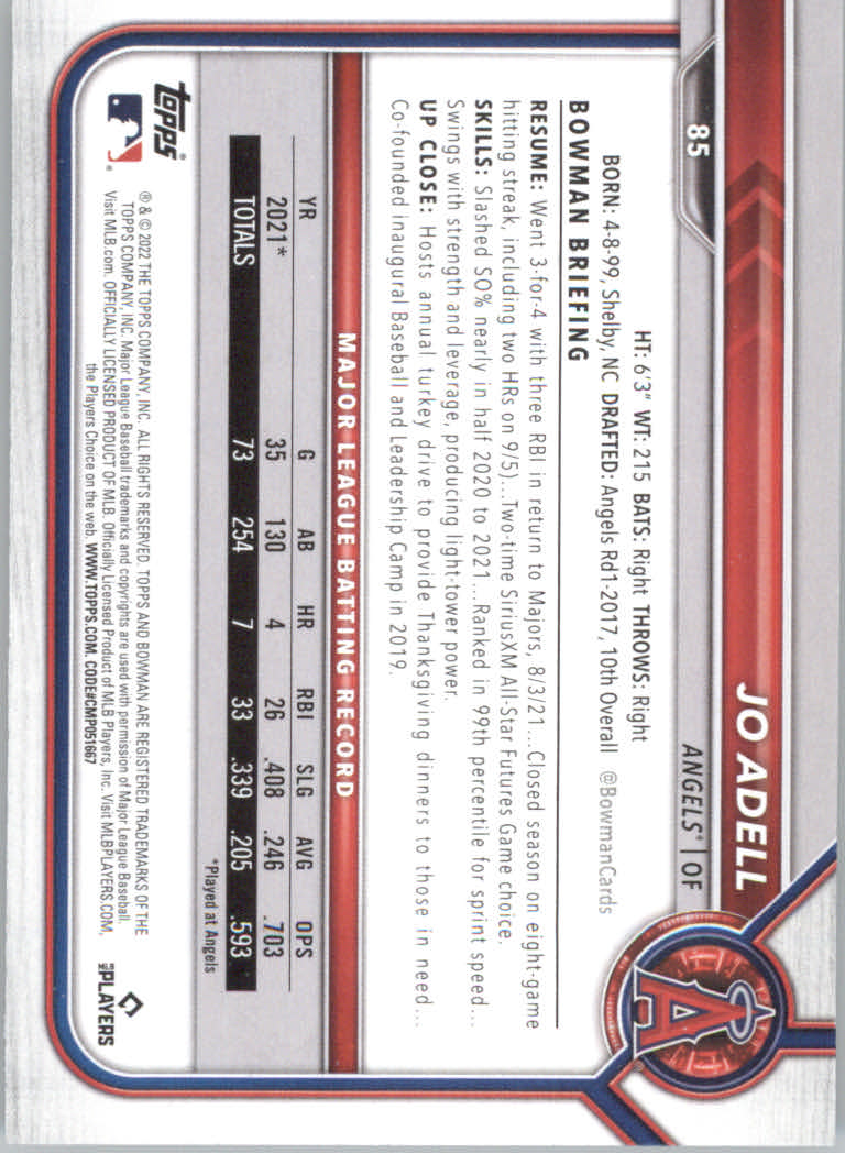 2022 Bowman Baseball "Main Set" Cards #1 to #100 Rookies and Veterans - Picture 169 of 199