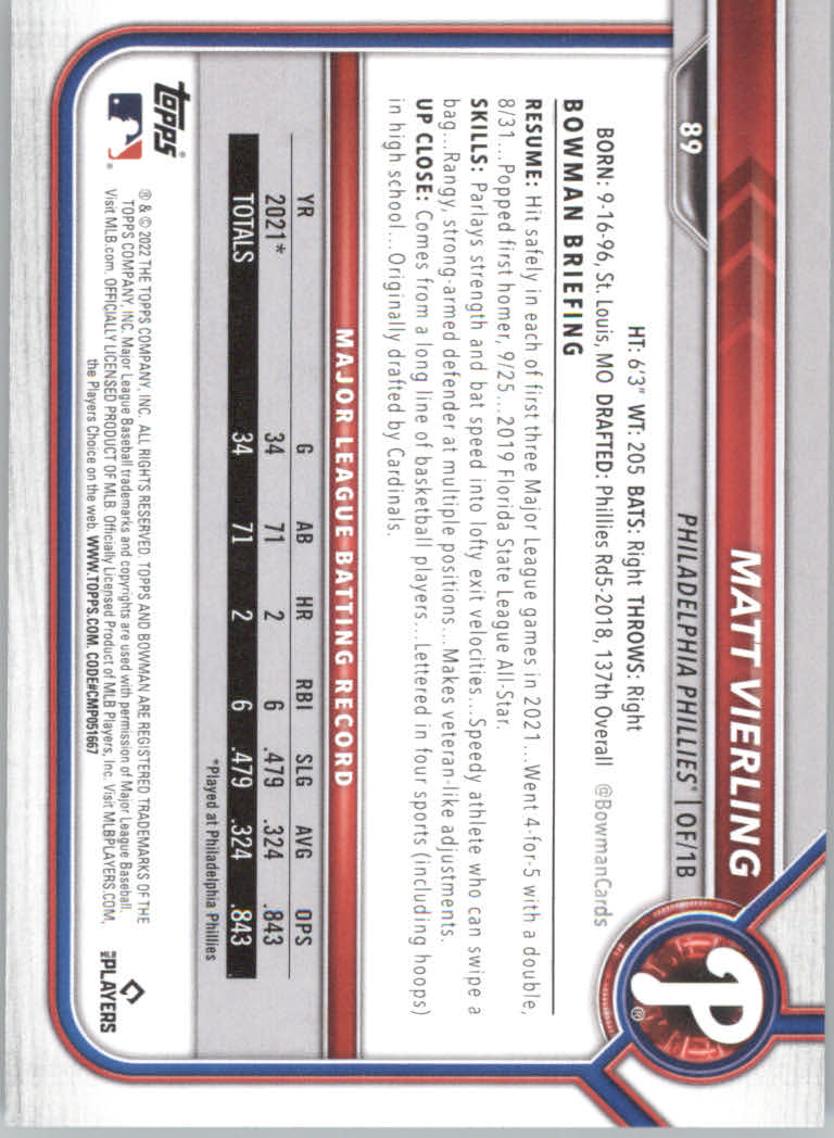 2022 Bowman Baseball "Main Set" Cards #1 to #100 Rookies and Veterans - Picture 177 of 199