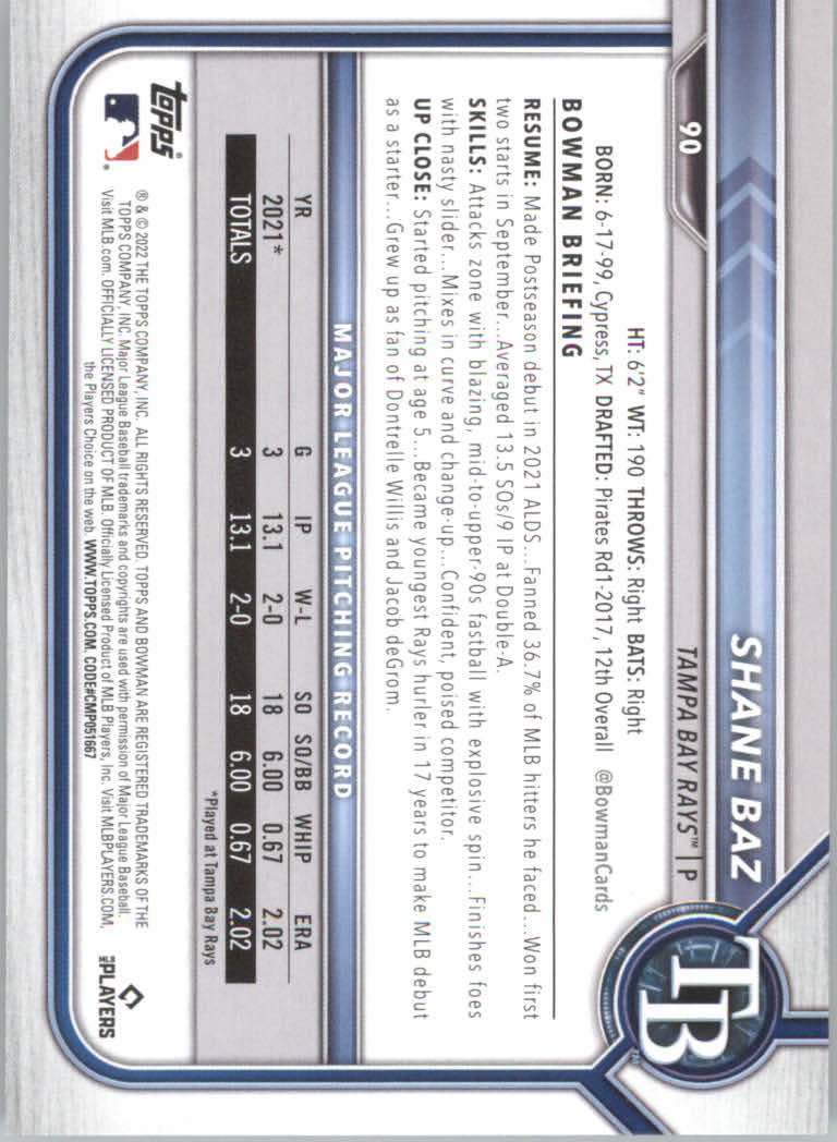 2022 Bowman Baseball "Main Set" Cards #1 to #100 Rookies and Veterans - Picture 179 of 199
