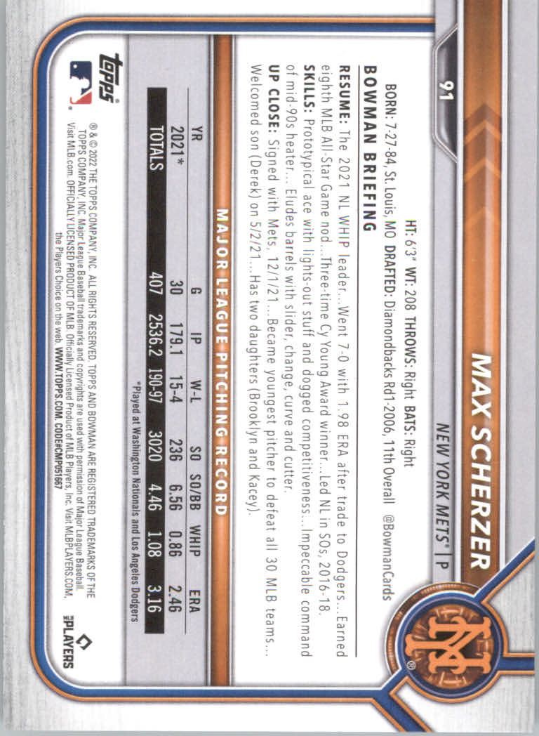 2022 Bowman Baseball "Main Set" Cards #1 to #100 Rookies and Veterans - Picture 181 of 199