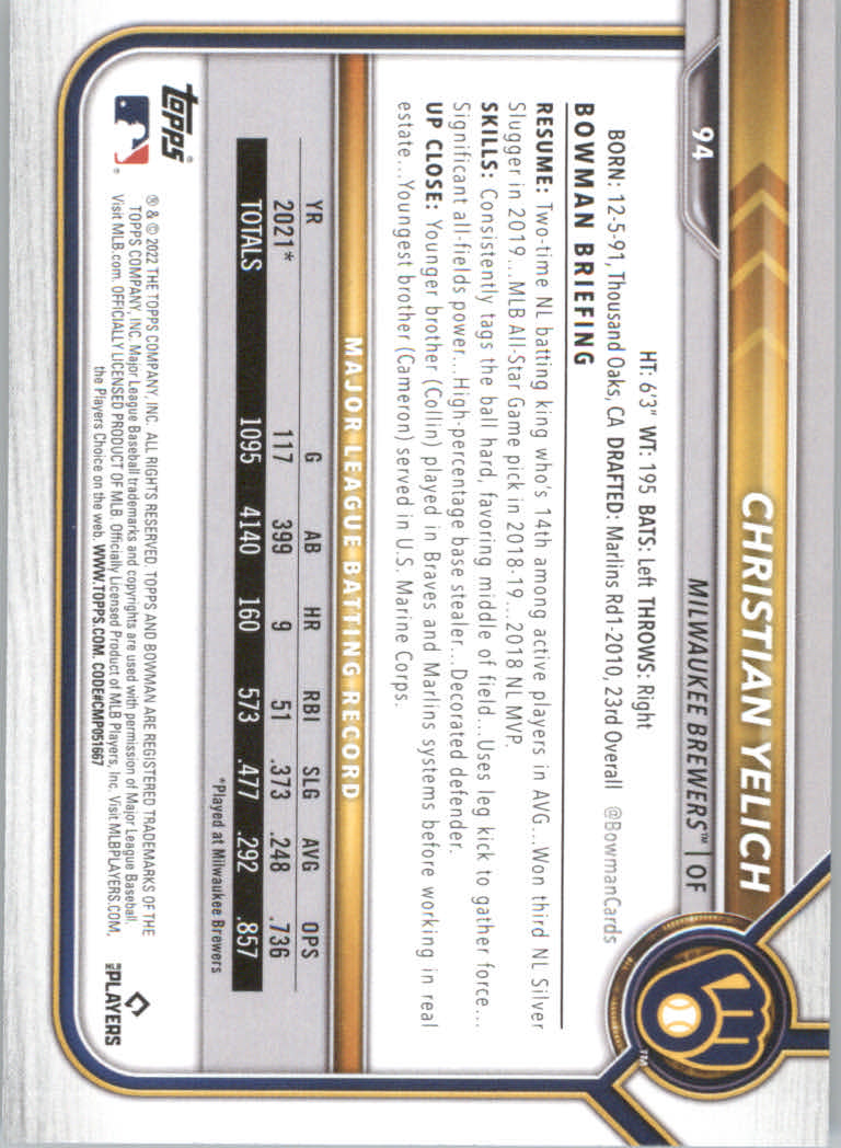 2022 Bowman Baseball "Main Set" Cards #1 to #100 Rookies and Veterans - Picture 187 of 199