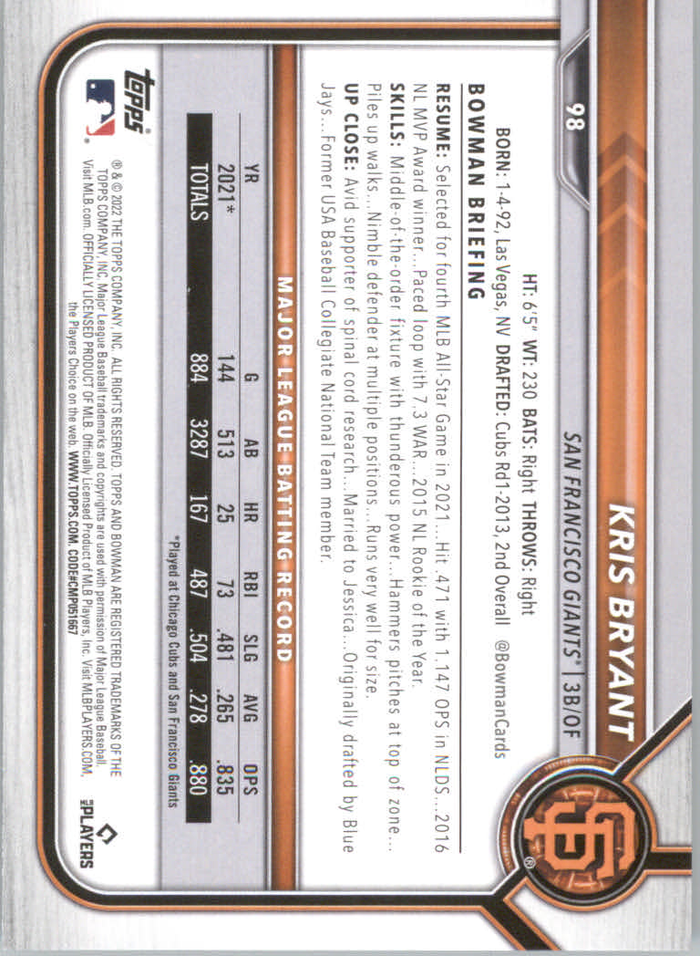 2022 Bowman Baseball "Main Set" Cards #1 to #100 Rookies and Veterans - Picture 195 of 199