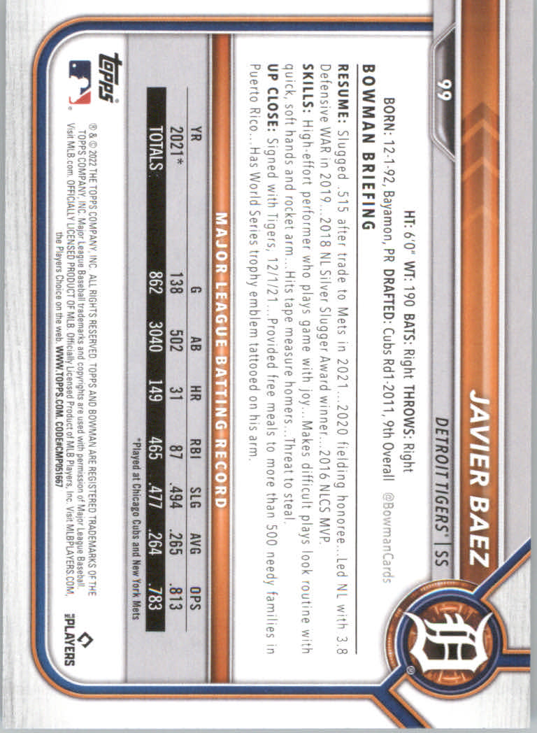 2022 Bowman Baseball "Main Set" Cards #1 to #100 Rookies and Veterans - Picture 197 of 199