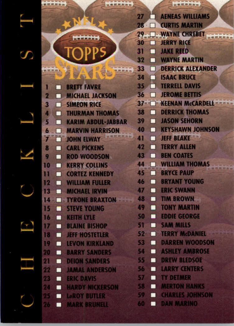 1997 Topps Stars Football "Main Set" Cards #1 to #125 Rookies and Veterans - Picture 170 of 171