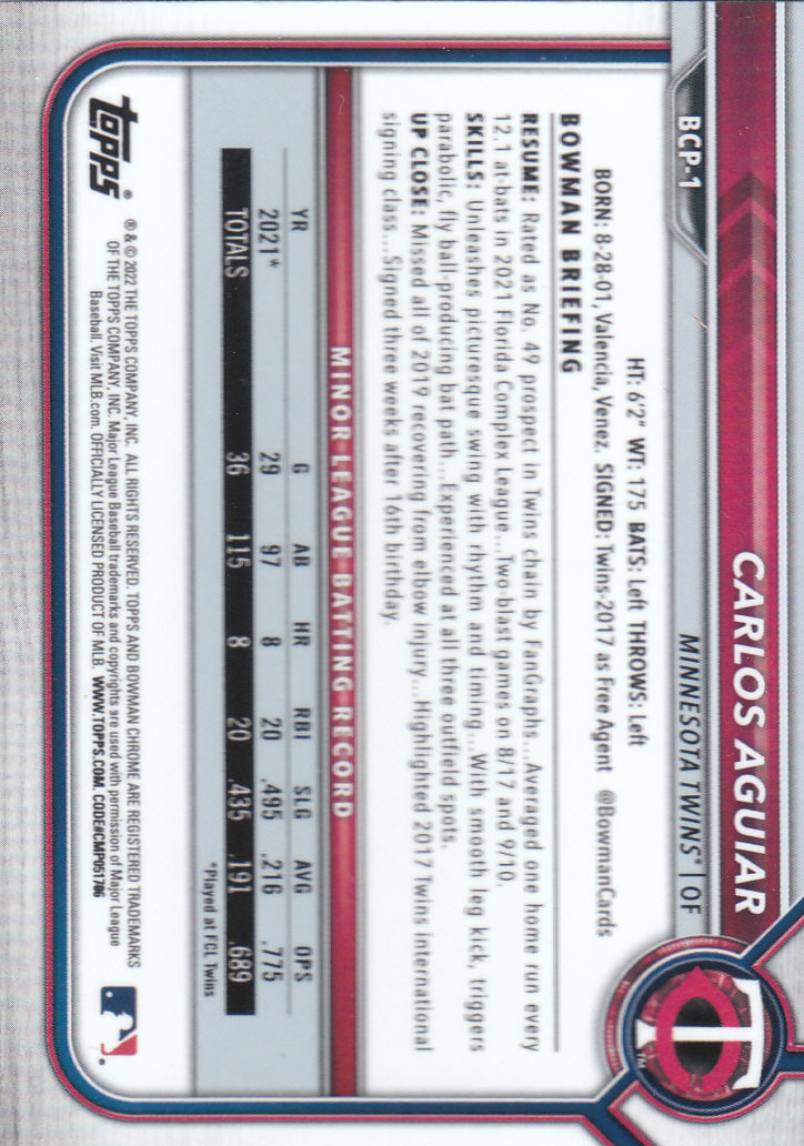 2022 Bowman Chrome Baseball "Prospects" Insert Cards #BCP1 to #BCP150 - Picture 3 of 277