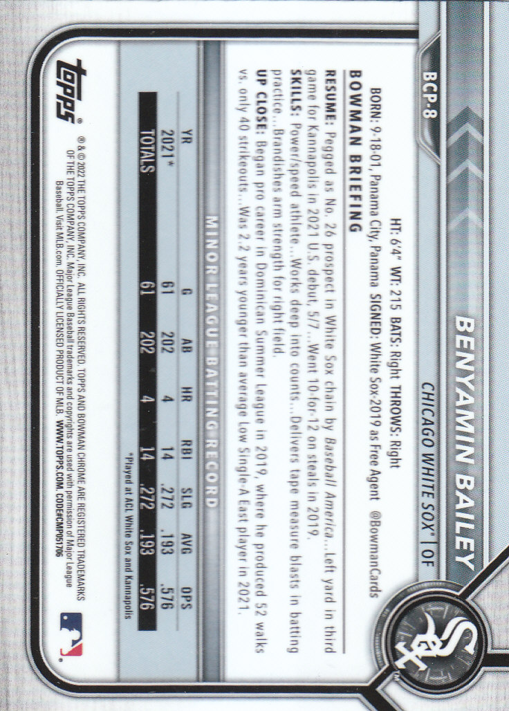 2022 Bowman Chrome Baseball "Prospects" Insert Cards #BCP1 to #BCP150 - Picture 17 of 277