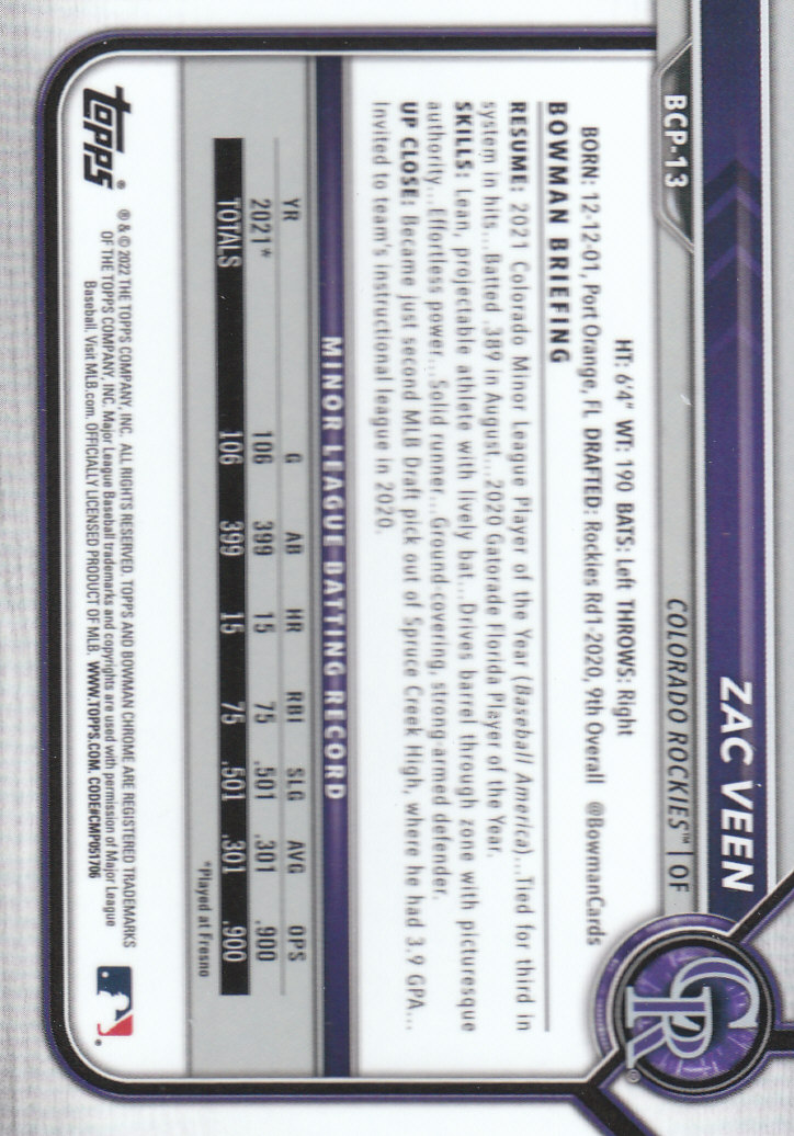 2022 Bowman Chrome Baseball "Prospects" Insert Cards #BCP1 to #BCP150 - Picture 27 of 277