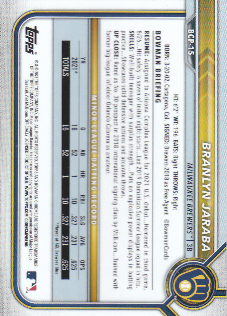 2022 Bowman Chrome Baseball "Prospects" Insert Cards #BCP1 to #BCP150 - Picture 31 of 277