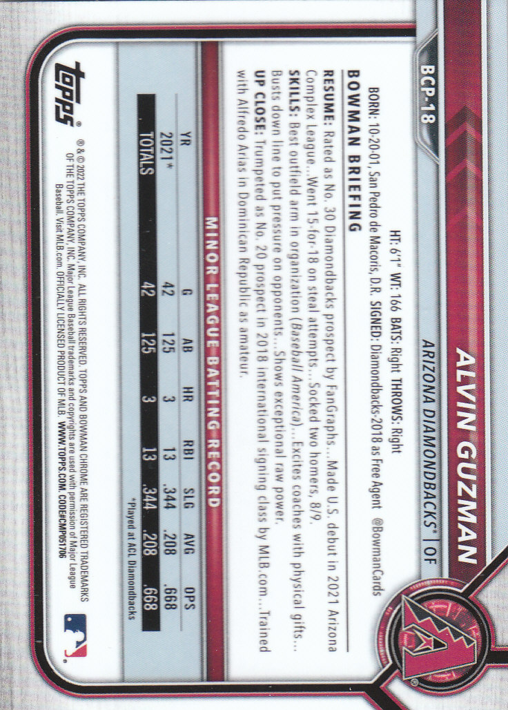 2022 Bowman Chrome Baseball "Prospects" Insert Cards #BCP1 to #BCP150 - Picture 35 of 277