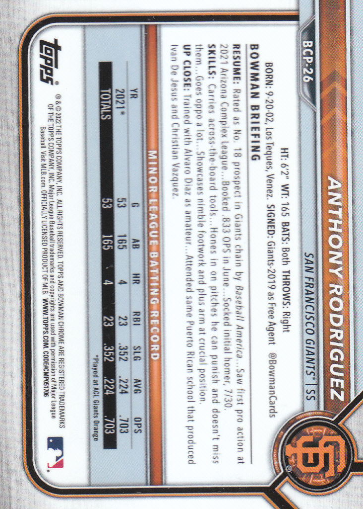 2022 Bowman Chrome Baseball "Prospects" Insert Cards #BCP1 to #BCP150 - Picture 51 of 277