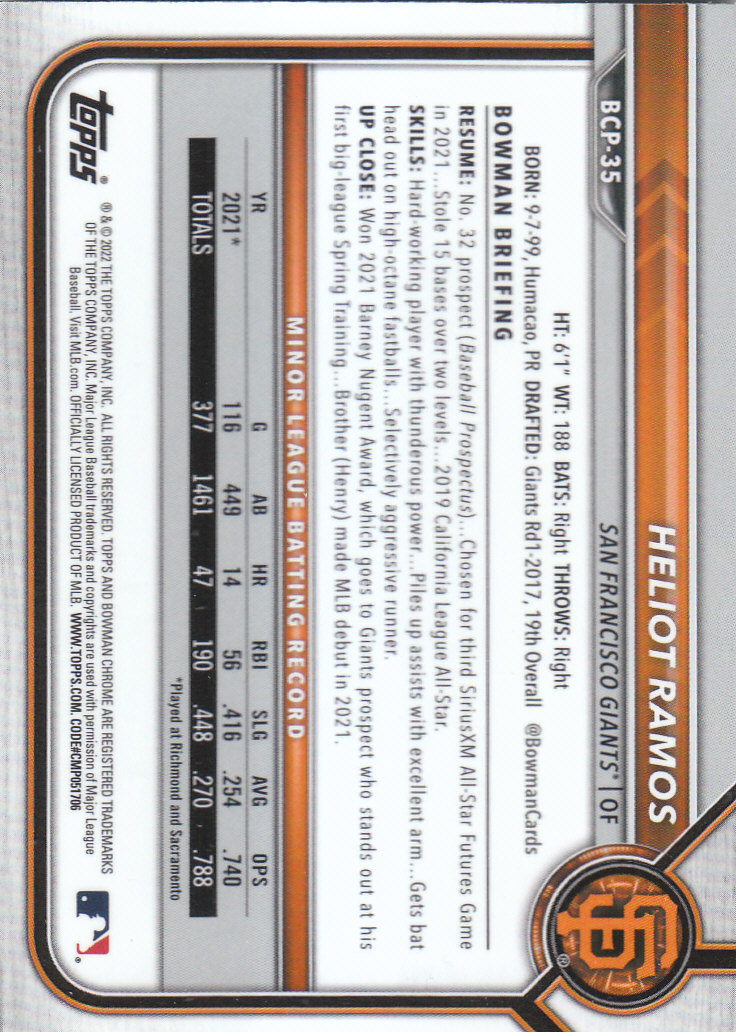 2022 Bowman Chrome Baseball "Prospects" Insert Cards #BCP1 to #BCP150 - Picture 65 of 277