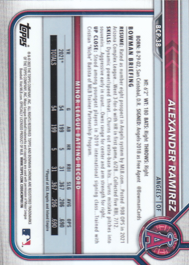 2022 Bowman Chrome Baseball "Prospects" Insert Cards #BCP1 to #BCP150 - Picture 71 of 277
