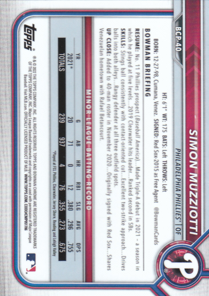 2022 Bowman Chrome Baseball "Prospects" Insert Cards #BCP1 to #BCP150 - Picture 75 of 277