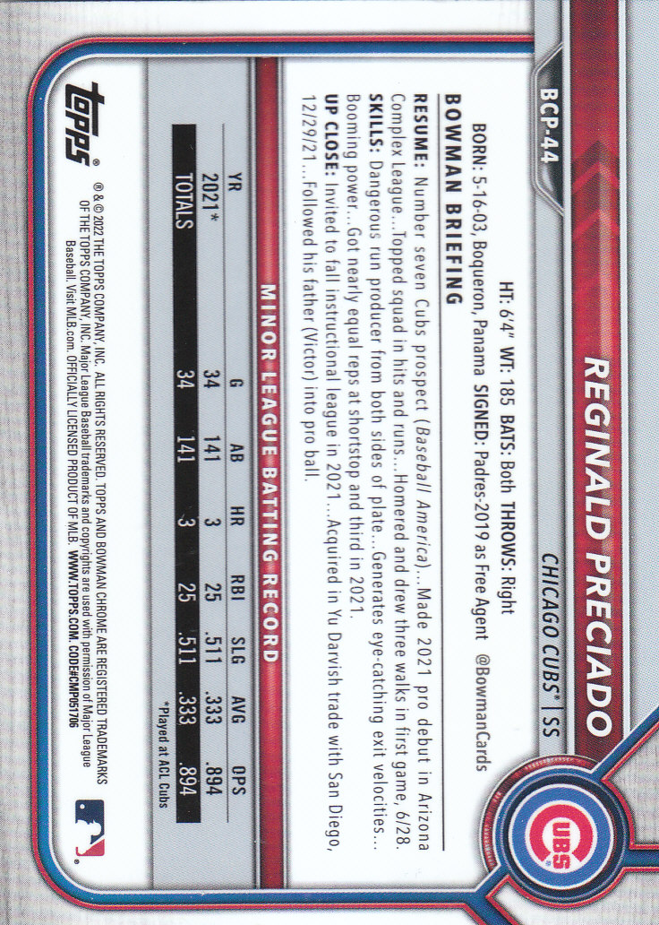 2022 Bowman Chrome Baseball "Prospects" Insert Cards #BCP1 to #BCP150 - Picture 81 of 277