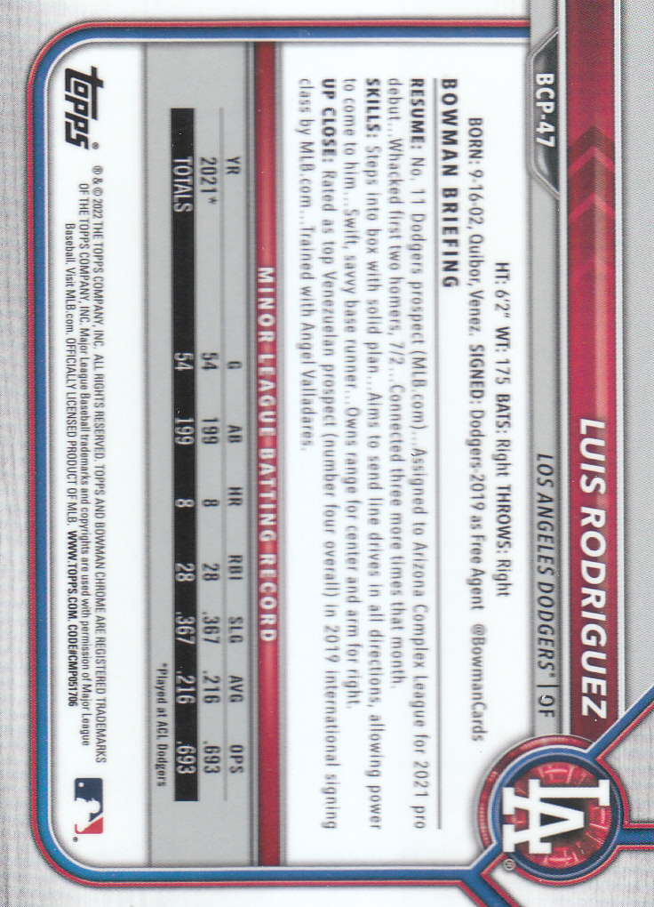 2022 Bowman Chrome Baseball "Prospects" Insert Cards #BCP1 to #BCP150 - Picture 85 of 277