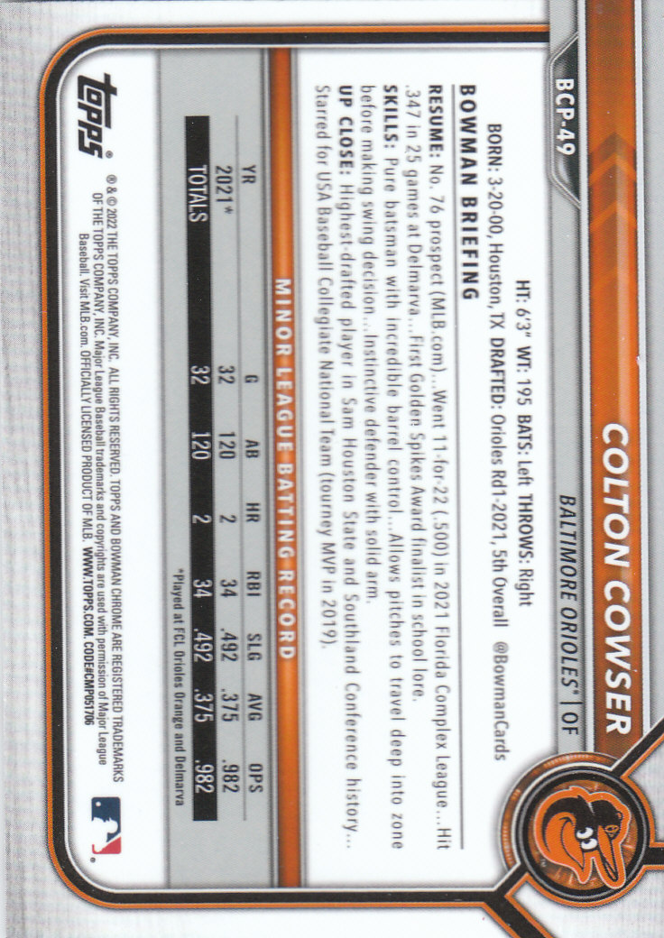 2022 Bowman Chrome Baseball "Prospects" Insert Cards #BCP1 to #BCP150 - Picture 89 of 277