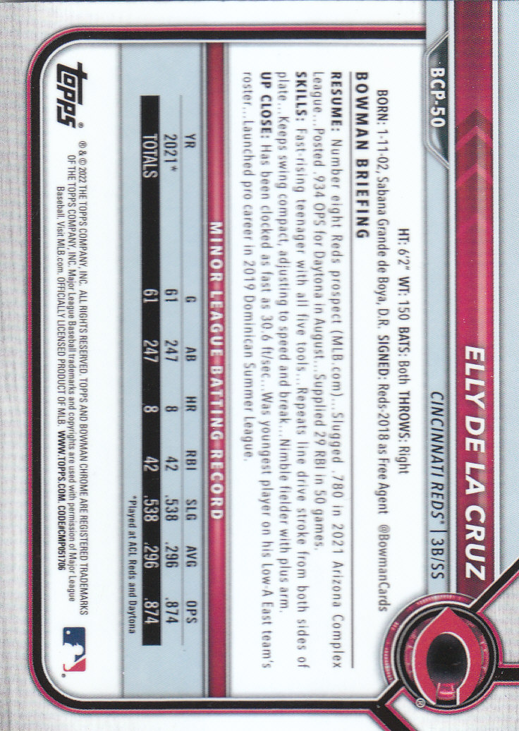 2022 Bowman Chrome Baseball "Prospects" Insert Cards #BCP1 to #BCP150 - Picture 91 of 277