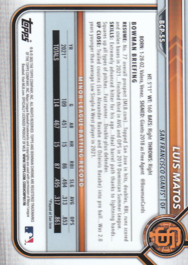 2022 Bowman Chrome Baseball "Prospects" Insert Cards #BCP1 to #BCP150 - Picture 99 of 277