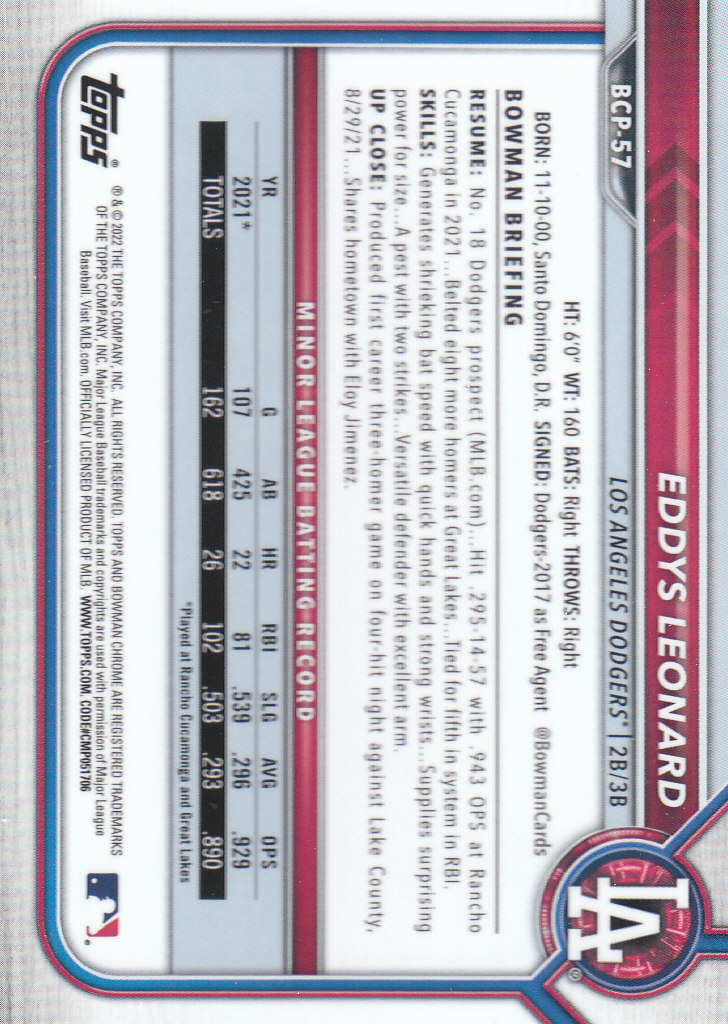 2022 Bowman Chrome Baseball "Prospects" Insert Cards #BCP1 to #BCP150 - Picture 103 of 277