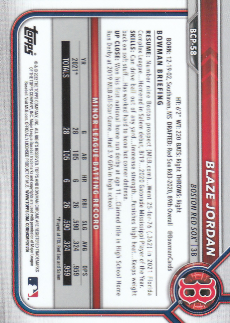 2022 Bowman Chrome Baseball "Prospects" Insert Cards #BCP1 to #BCP150 - Picture 105 of 277
