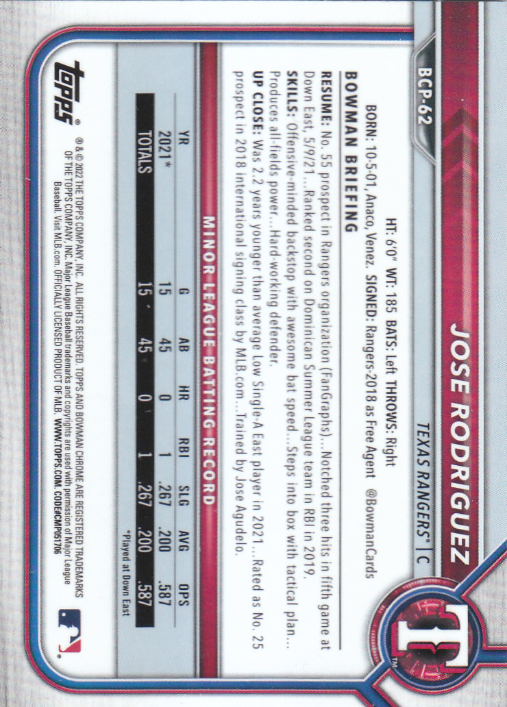 2022 Bowman Chrome Baseball "Prospects" Insert Cards #BCP1 to #BCP150 - Picture 113 of 277