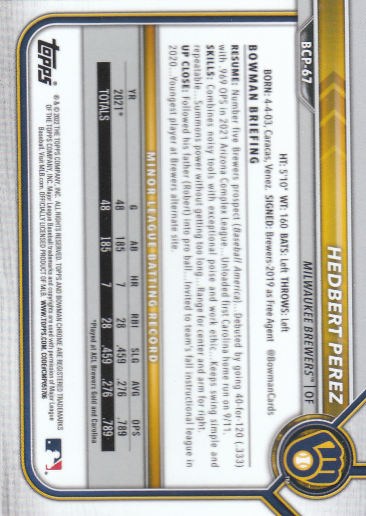 2022 Bowman Chrome Baseball "Prospects" Insert Cards #BCP1 to #BCP150 - Picture 121 of 277