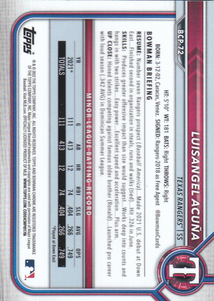 2022 Bowman Chrome Baseball "Prospects" Insert Cards #BCP1 to #BCP150 - Picture 131 of 277