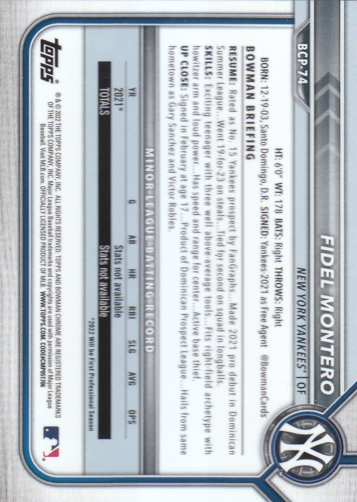 2022 Bowman Chrome Baseball "Prospects" Insert Cards #BCP1 to #BCP150 - Picture 135 of 277