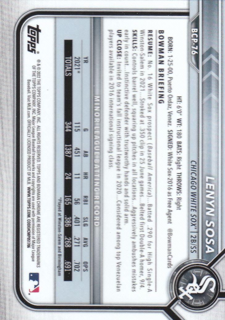 2022 Bowman Chrome Baseball "Prospects" Insert Cards #BCP1 to #BCP150 - Picture 139 of 277