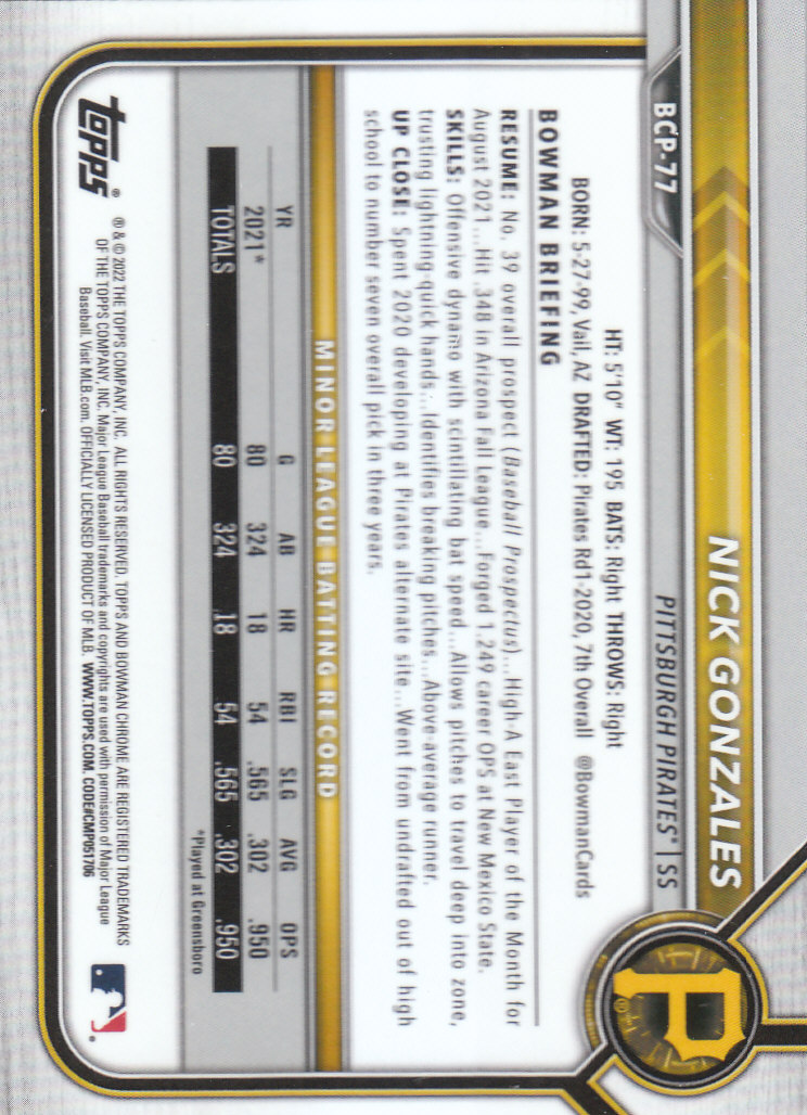 2022 Bowman Chrome Baseball "Prospects" Insert Cards #BCP1 to #BCP150 - Picture 141 of 277
