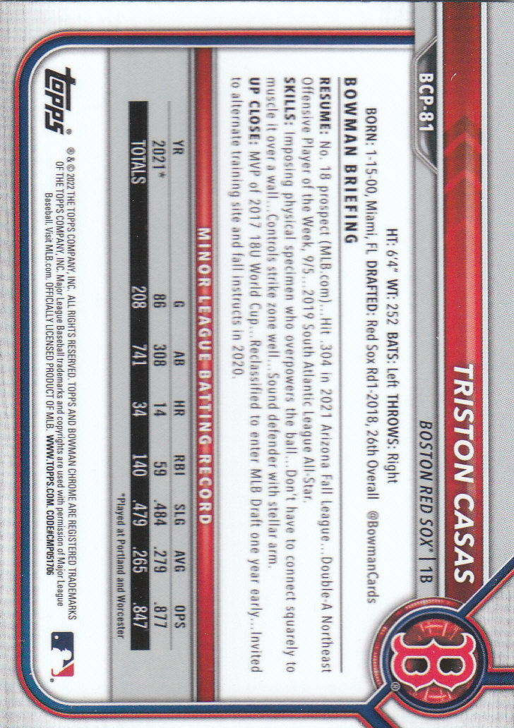 2022 Bowman Chrome Baseball "Prospects" Insert Cards #BCP1 to #BCP150 - Picture 147 of 277