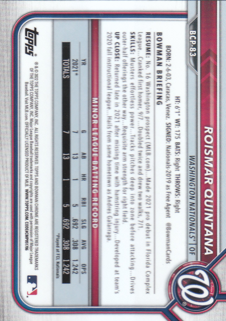 2022 Bowman Chrome Baseball "Prospects" Insert Cards #BCP1 to #BCP150 - Picture 151 of 277