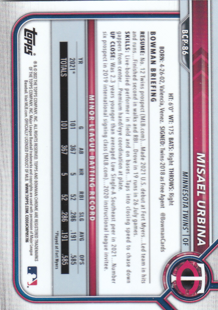 2022 Bowman Chrome Baseball "Prospects" Insert Cards #BCP1 to #BCP150 - Picture 157 of 277
