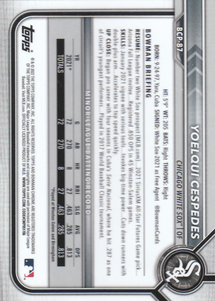 2022 Bowman Chrome Baseball "Prospects" Insert Cards #BCP1 to #BCP150 - Picture 159 of 277