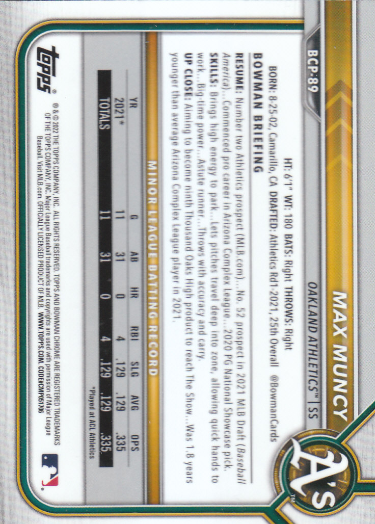 2022 Bowman Chrome Baseball "Prospects" Insert Cards #BCP1 to #BCP150 - Picture 163 of 277