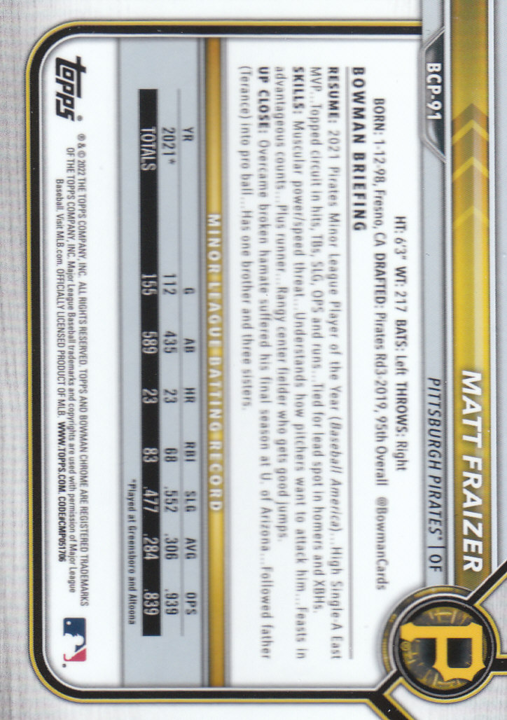 2022 Bowman Chrome Baseball "Prospects" Insert Cards #BCP1 to #BCP150 - Picture 167 of 277