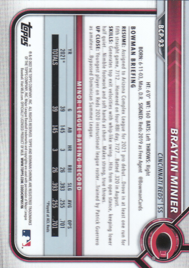 2022 Bowman Chrome Baseball "Prospects" Insert Cards #BCP1 to #BCP150 - Picture 171 of 277