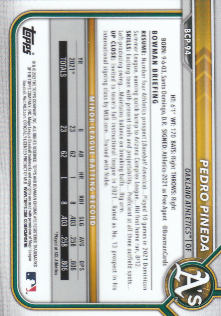 2022 Bowman Chrome Baseball "Prospects" Insert Cards #BCP1 to #BCP150 - Picture 173 of 277