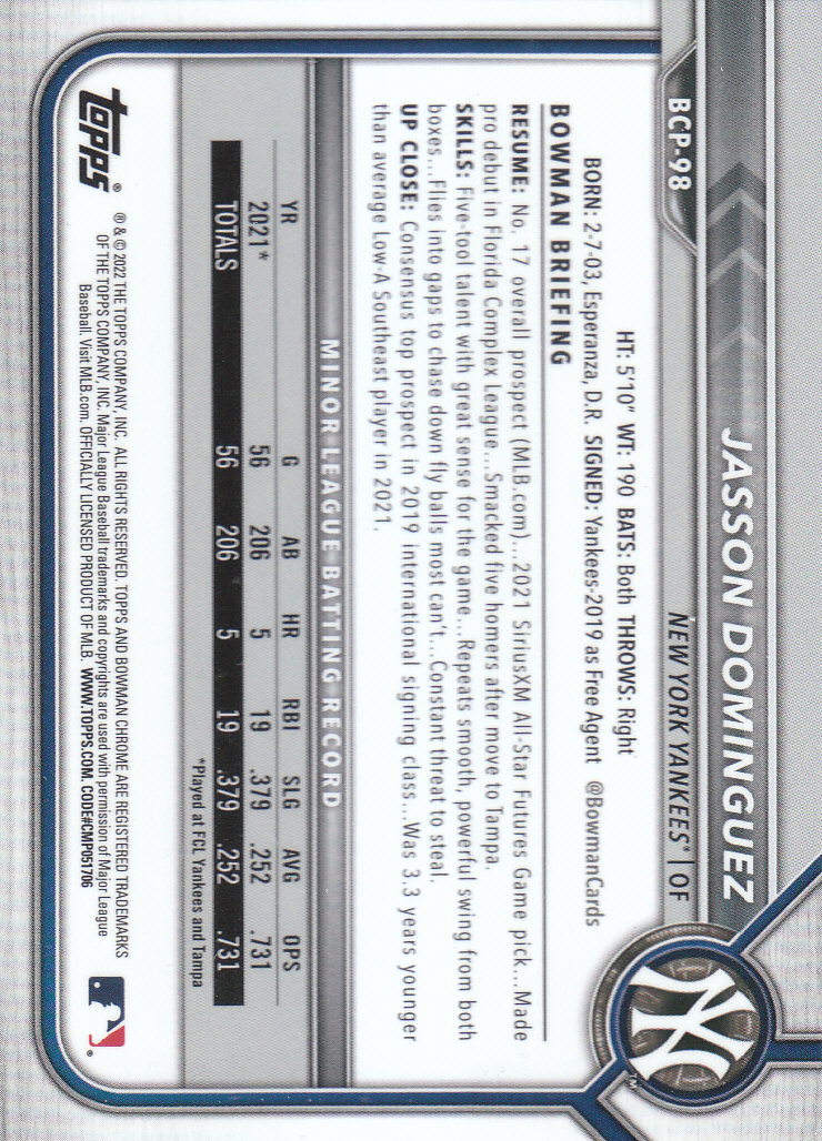 2022 Bowman Chrome Baseball "Prospects" Insert Cards #BCP1 to #BCP150 - Picture 181 of 277