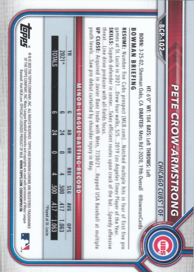 2022 Bowman Chrome Baseball "Prospects" Insert Cards #BCP1 to #BCP150 - Picture 189 of 277