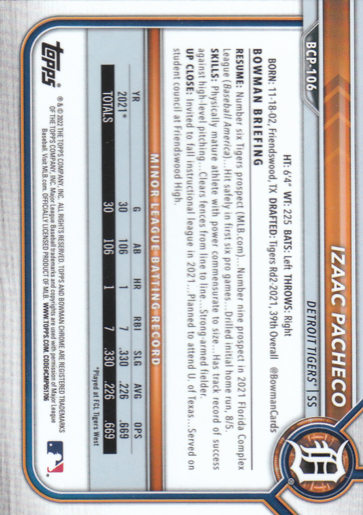 2022 Bowman Chrome Baseball "Prospects" Insert Cards #BCP1 to #BCP150 - Picture 197 of 277
