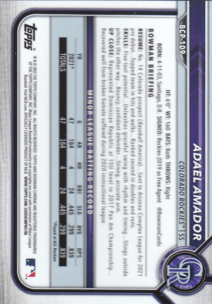 2022 Bowman Chrome Baseball "Prospects" Insert Cards #BCP1 to #BCP150 - Picture 201 of 277