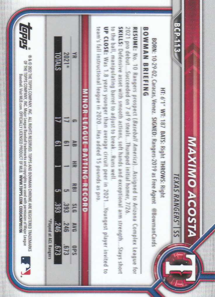 2022 Bowman Chrome Baseball "Prospects" Insert Cards #BCP1 to #BCP150 - Picture 209 of 277